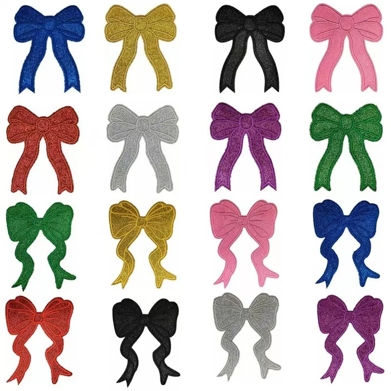 Parche para coser con emblema de lazo brillante, parches bordados con lazo dorado para gorra, accesorios de ropa, parches de apliques para mochila DIY - imagen 4