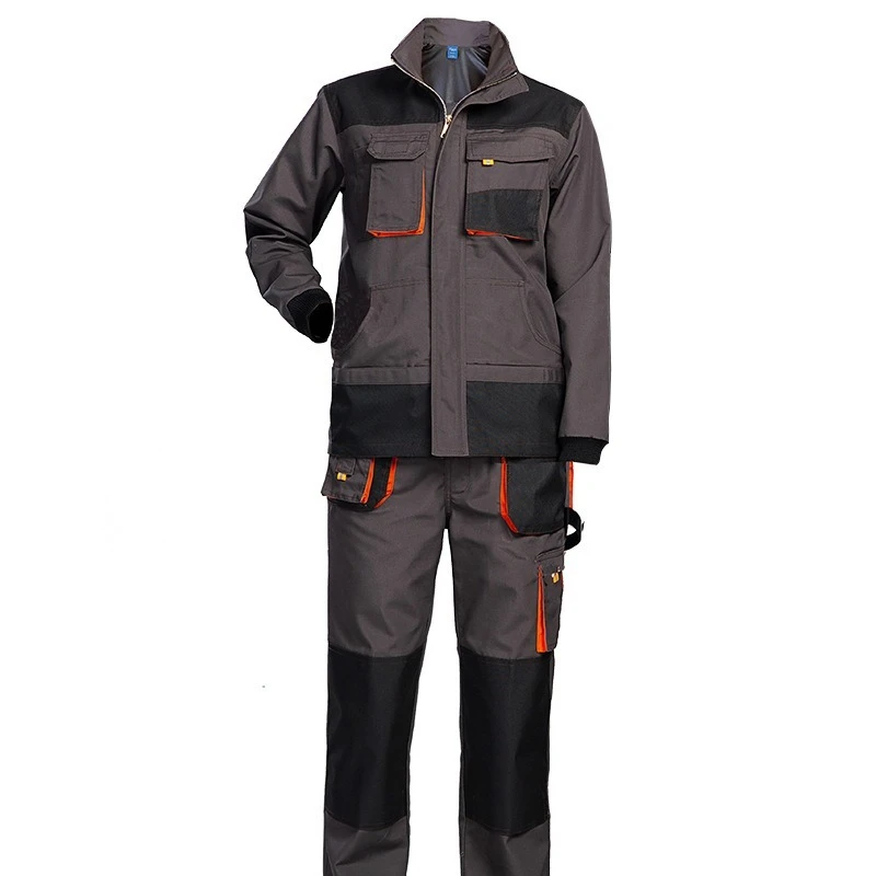 Ropa de trabajo para hombre, traje de protección laboral de construcción con múltiples bolsillos, uniforme de trabajo duradero resistente al desgaste, conjunto de chaqueta y pantalones para hombre - imagen 3