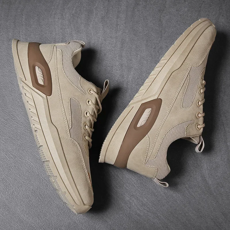 Zapatillas de deporte informales para hombre, zapatos deportivos transpirables, Tenis de plataforma de ante a la moda, primavera y verano, 2024 - imagen 3