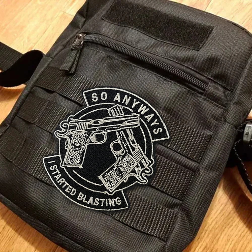 Parche bordado táctico de doble pistola, parches de gancho y bucle de jateado, insignia de moral, brazalete del ejército militar, pegatinas para mochila - imagen 4