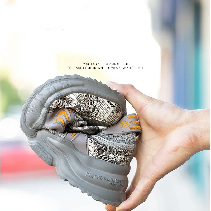 Botas de seguridad para hombre, botas con punta de acero, botas de seguridad para el trabajo a prueba de pinchazos de malla transpirable, calzado masculino, zapatillas de construcción - imagen 3
