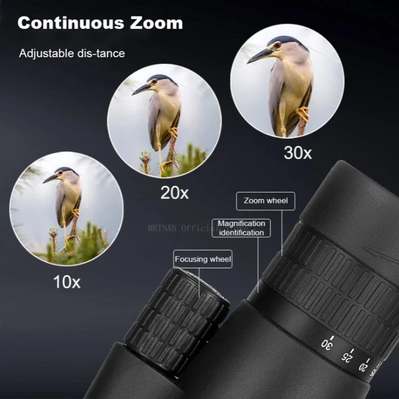 Telescopio Monocular HD con Zoom 10-30x50, Monocular potente para acampar con trípode, Clip para teléfono para ver binoculares de caza de aves - imagen 3