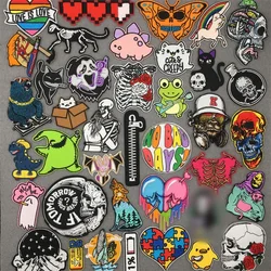 Parches adhesivos de banda para chaqueta, transferencia de planchado para ropa, Parche de Anime, ganchos para ropa, bricolaje, Punk, calavera de dibujos animados