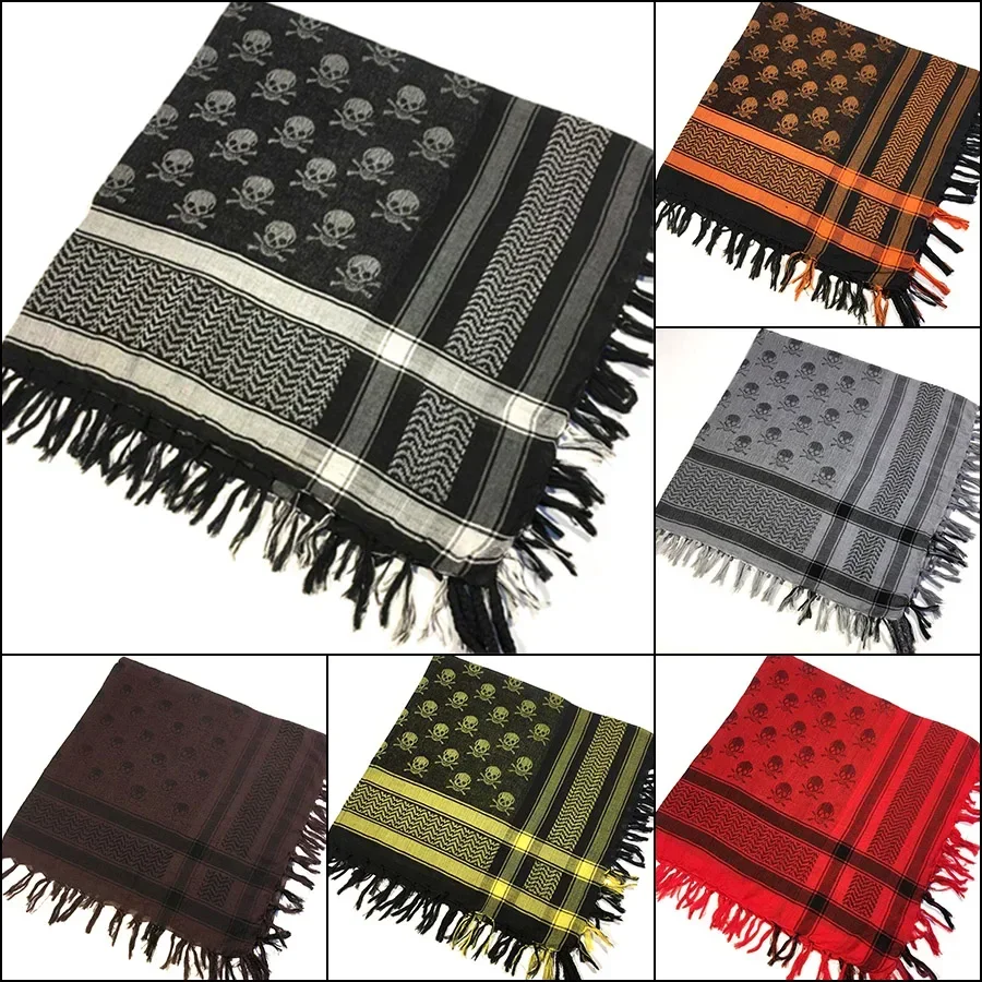 15 colores senderismo Yashmagh Shemagh bufanda árabe hombres Palestina Keffiyeh bufanda cuadrada con borla bufanda táctica de calavera - imagen 2