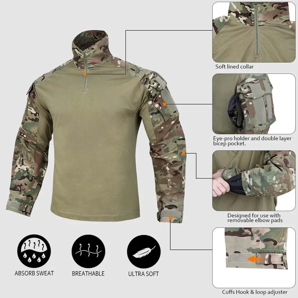 Conjuntos tácticos de uniforme de combate Gen3, camisa, pantalones Cargo, traje Multicam para hombre, entrenamiento militar, ropa de caza para senderismo, resistente al desgaste - imagen 3