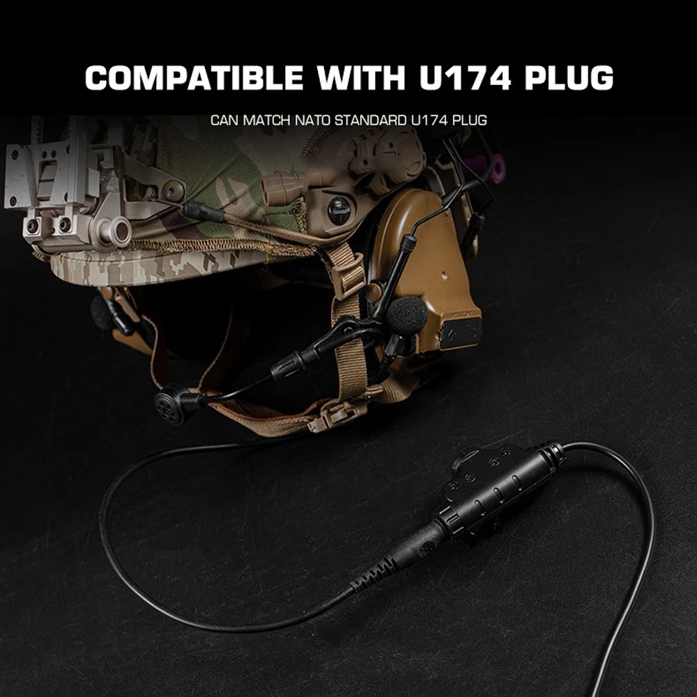 Adaptador de auriculares tácticos de caza Militar para Walkie Talkie Motorola Kenwood BAOFENG Radio, enchufe de Cable U94 PTT V2 modelo U174 - imagen 5