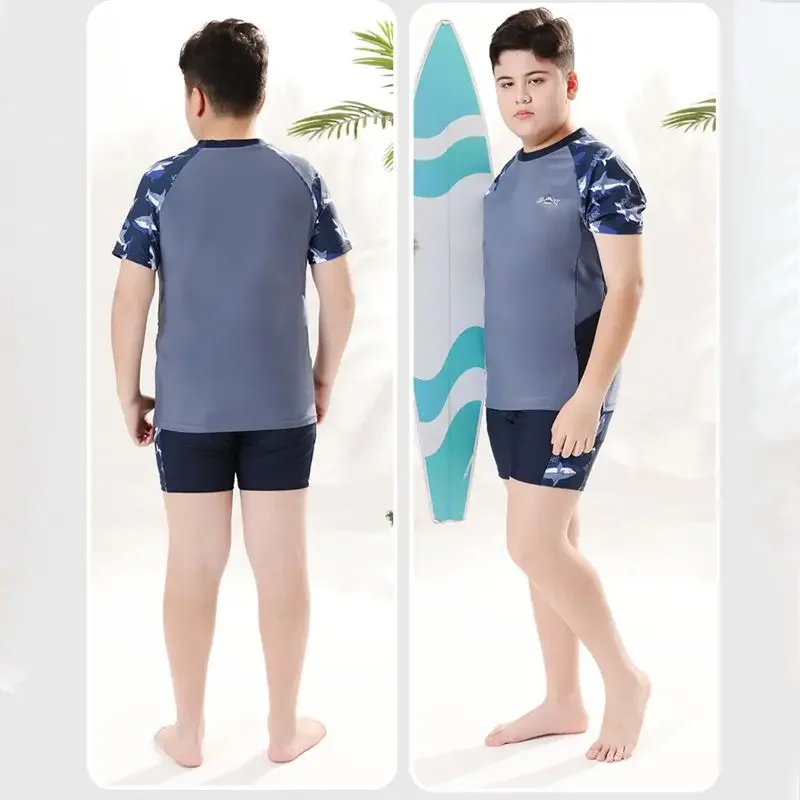 Trajes de baño refrescantes de verano para niños, protección UV, trajes de baño de moda de gran tamaño para niños de 9 a 18 años, ropa de playa y piscina - imagen 2