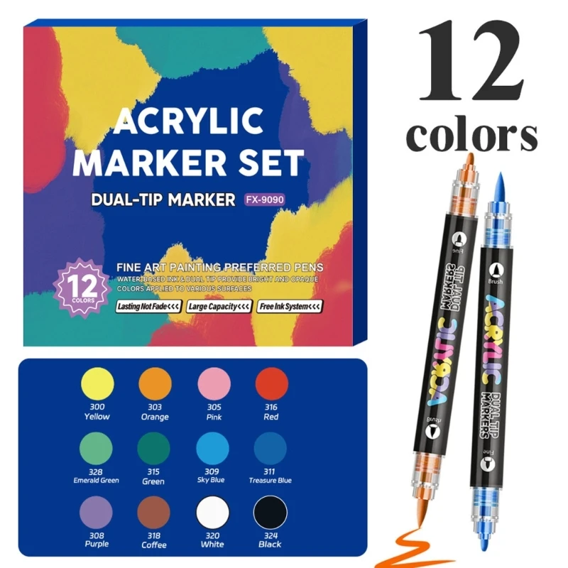 Rotuladores brillo doble punta, bolígrafos acuarela con pincel suave para niños, dibujo artístico, diseño Flexible, - imagen 4