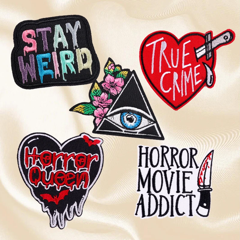 Juego de parches bordados de calavera de terror, parches termoadhesivos de hierro para ropa, pegatinas de costura de animales y gatos, bricolaje - imagen 4