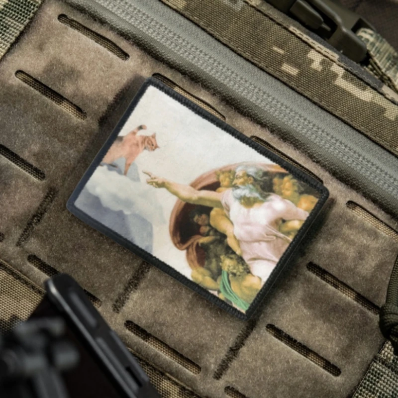 Parche táctico moral "¿Quién no puedo gatos van al cielo", brazalete militar, parches de gancho y bucle impresos para ropa, pegatina para mochila
