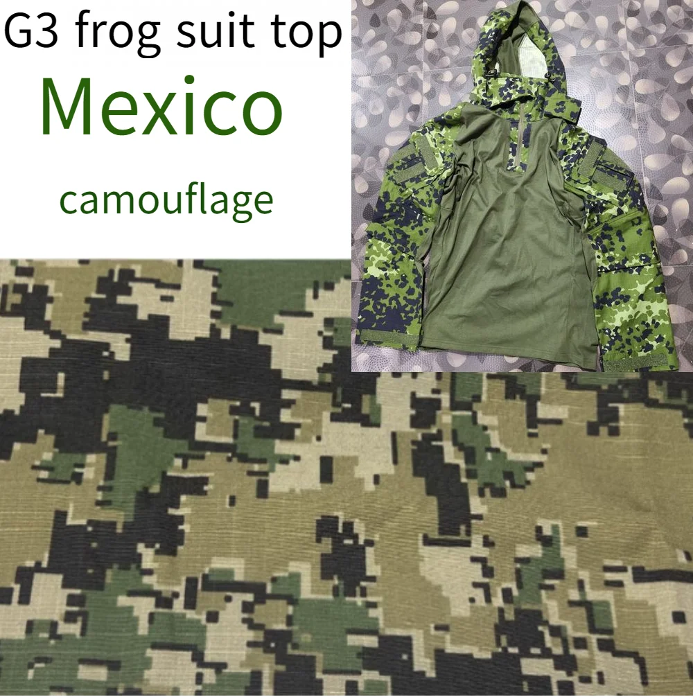 Traje de rana táctico de camuflaje mexicano G3/funda para casco rápido, pantalones cortos de 5 puntos, sombrero de pescador, sombrero Beni, sombrero para el sol, tela de malla de nailon/trenzas - imagen 3