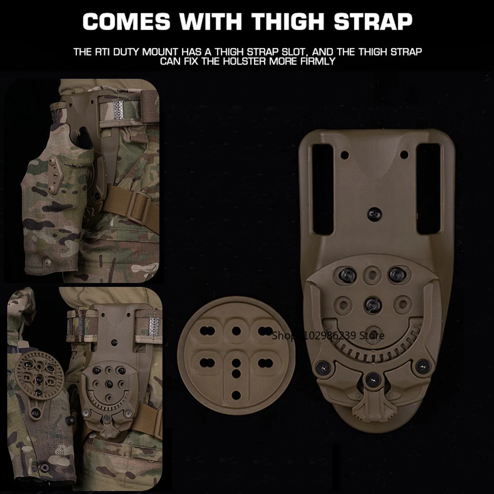 Adaptador de funda de montaje RTI DUTY, Base de 360 grados, código G, adaptador de pierna de caída de liberación rápida para caza, funda Airsoft, plataforma QLS - imagen 3