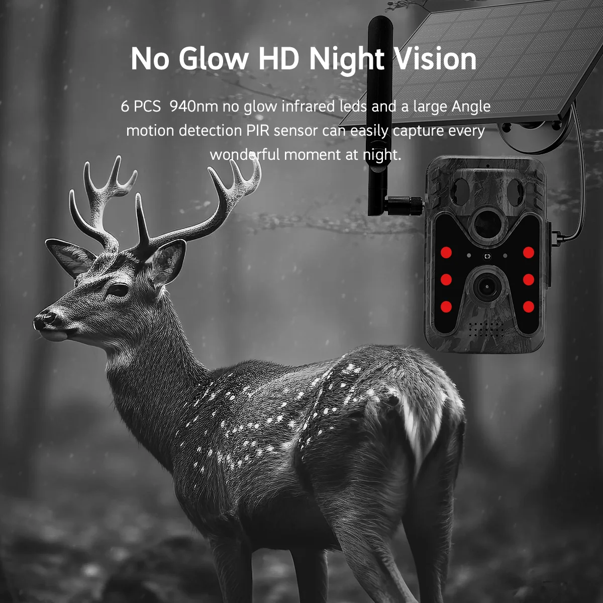 Cámara de rastreo 4G-LTE, batería Solar de 4MP, dispositivo de visión nocturna de caza 3PIR, alarma de detección de movimiento, cámara CCTV de seguridad para exteriores de 2,7K - imagen 3