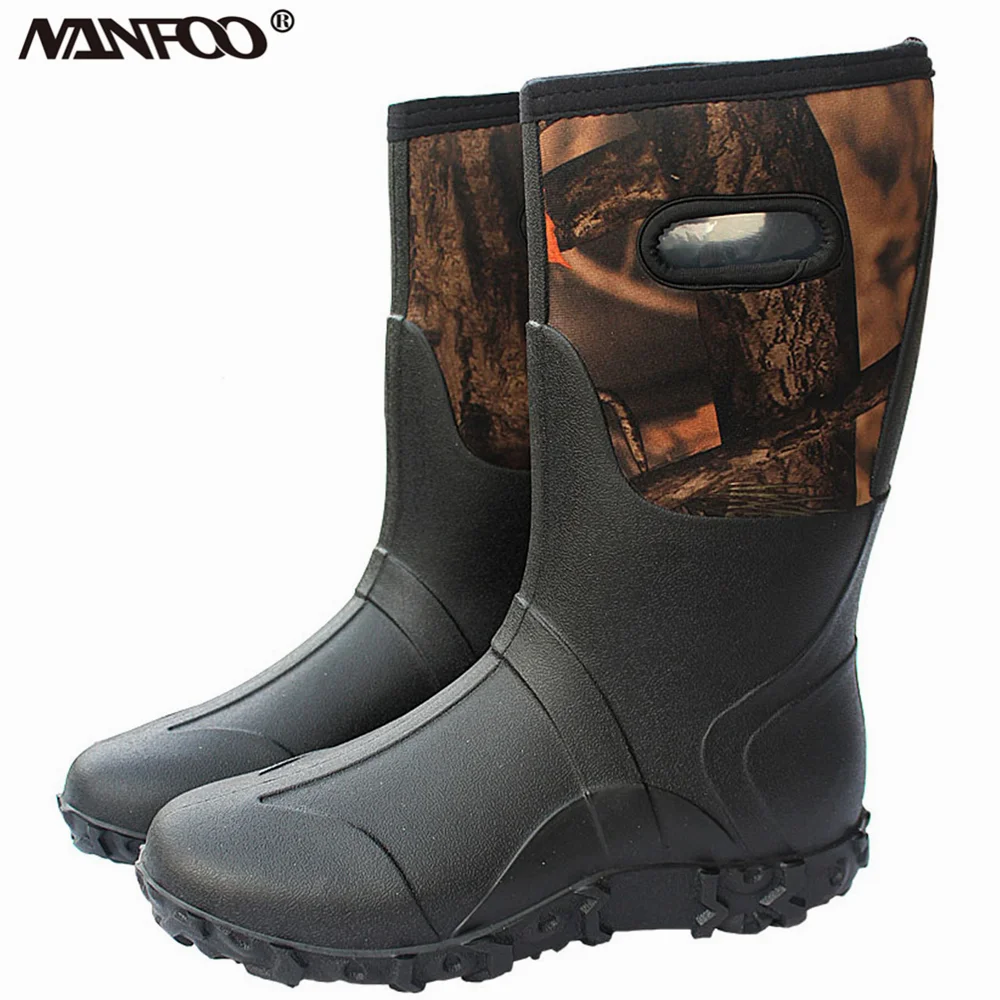 Botas altas de neopreno impermeables para la lluvia, zapatos antideslizantes para pesca, Camuflaje Biónico de alta calidad, botas altas para caza - imagen 2