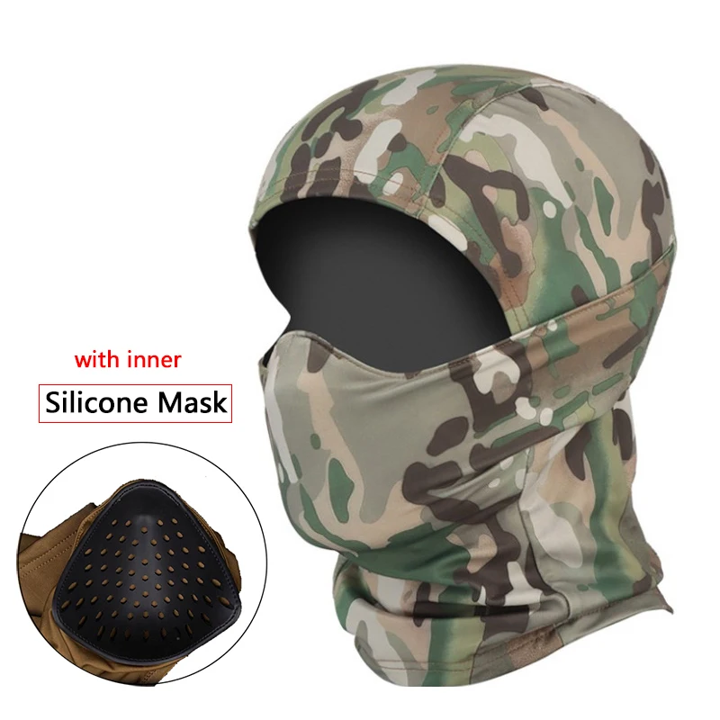 Máscara facial completa de camuflaje táctico, 3 colores disponibles, conjunto de escudo, combate, caza, sombrero de bicicleta, correa para el cuello del ejército - imagen 3
