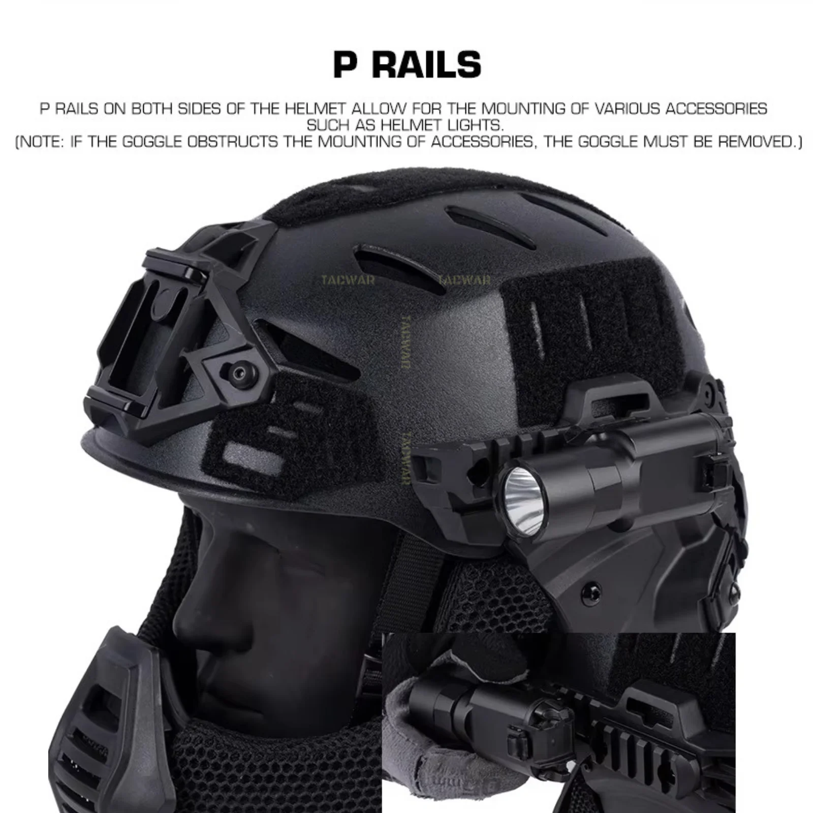 Wendy 3,0 casco táctico de protección completa con gafas abatibles máscara de cubierta de oreja para caza Airsoft Paintball CS entrenamiento de juegos - imagen 4