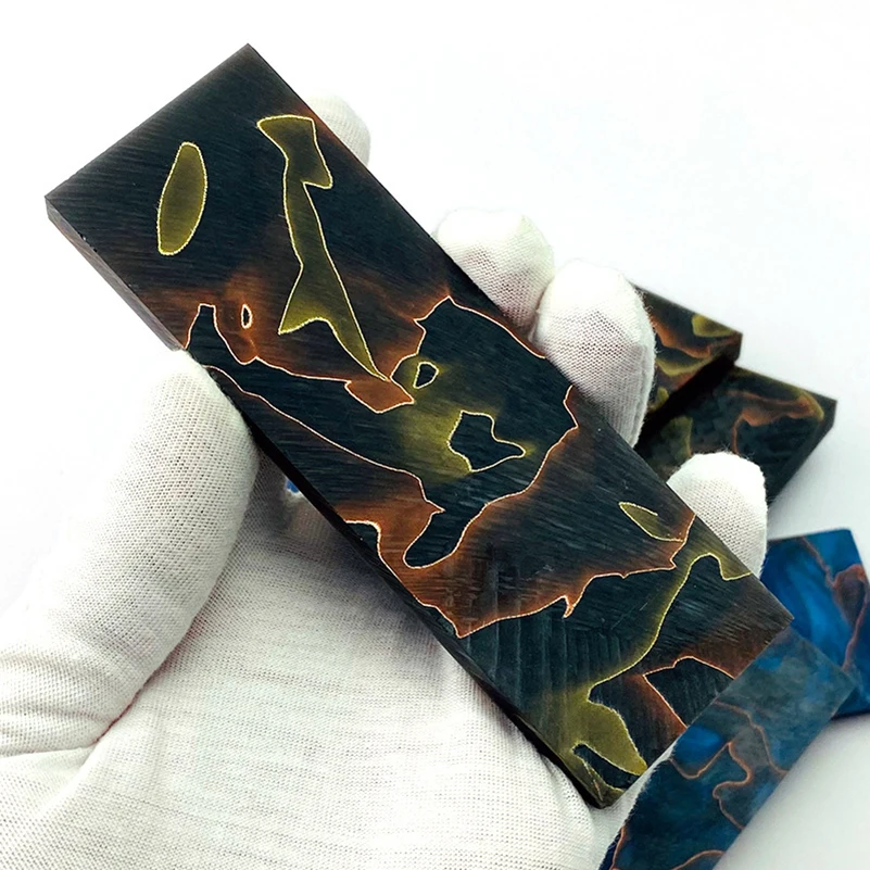 Placa de Material de resina de 2 colores, mango de cuchillo de malla de cobre y latón, escala DIY, parche de tablero para tirachinas, bolígrafo táctico artesanal - imagen 2