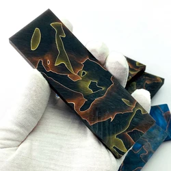 Placa de Material de resina de 2 colores, mango de cuchillo de malla de cobre y latón, escala DIY, parche de tablero para tirachinas, bolígrafo táctico artesanal