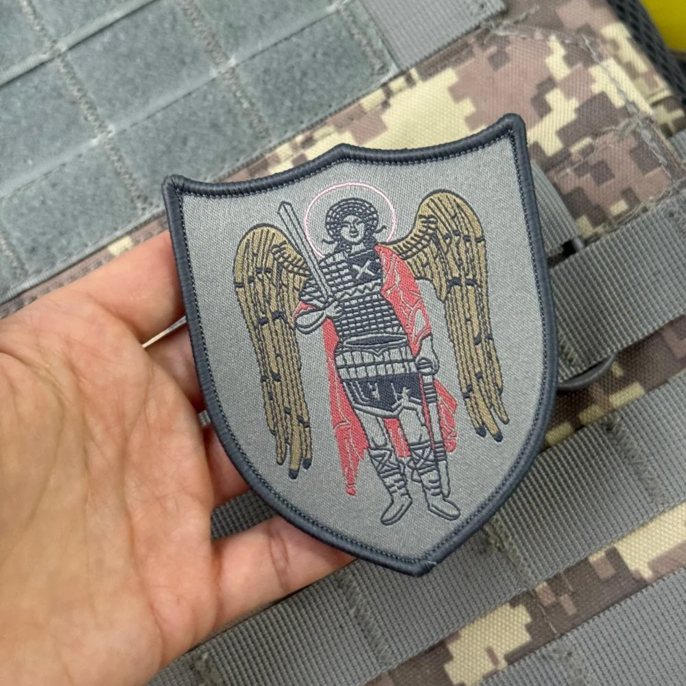 Parche de San Miguel Arcángel, moral táctica, operador militar personalizado, parches de gancho y bucle tejidos para ropa, pegatina para mochila