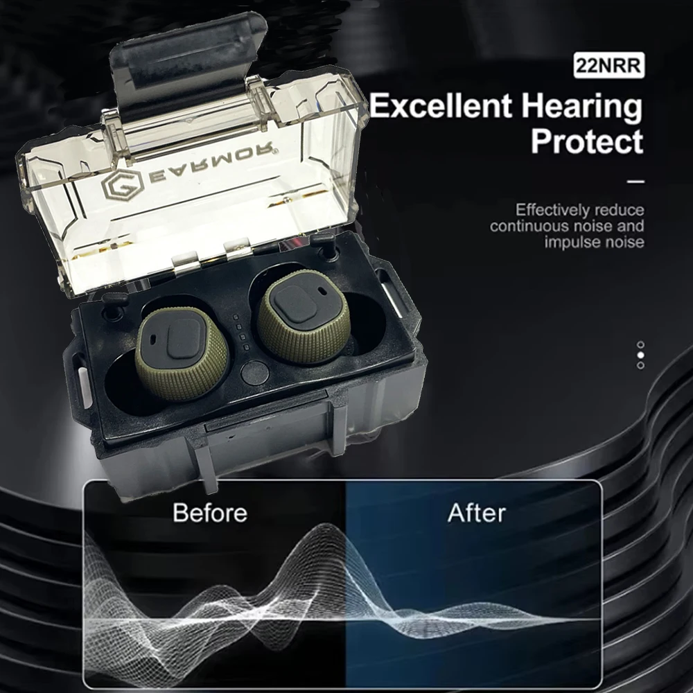 Tapones para los oídos Bluetooth Earmor M20 Ver, tapones para los oídos electrónicos militares con reducción de ruido, protección auditiva para tiro de alcance y caza - imagen 2