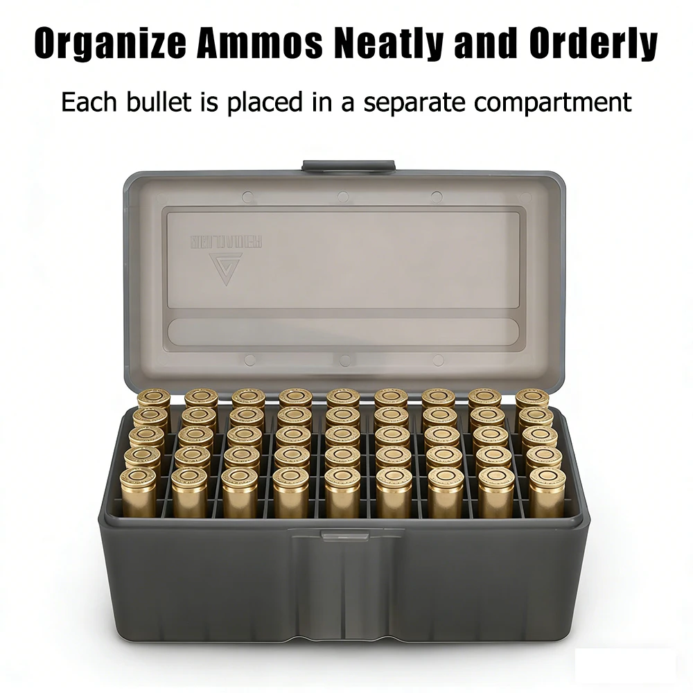 Caja de munición abatible de 50 rondas.308 7,62x51mm, estuche de almacenamiento de balas tácticas, estuche de munición, caja de transporte de cartuchos, accesorios de caza para Rifle - imagen 2