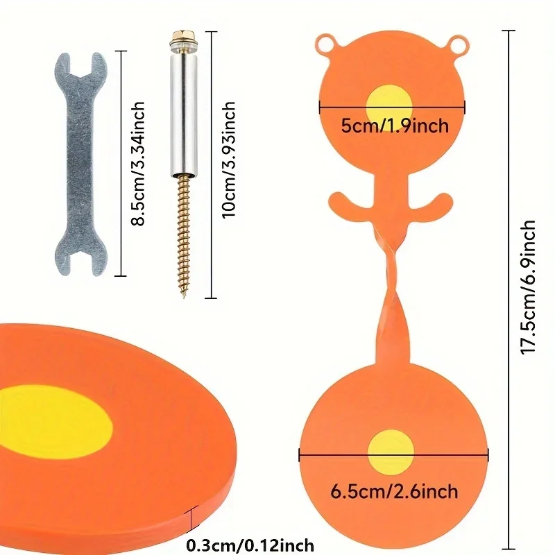 Objetivo de inserción de árbol de oso giratorio bidireccional de 3mm de espesor, paquete de práctica de objetivo de puntería y disparo al aire libre de 6,9 pulgadas - imagen 3