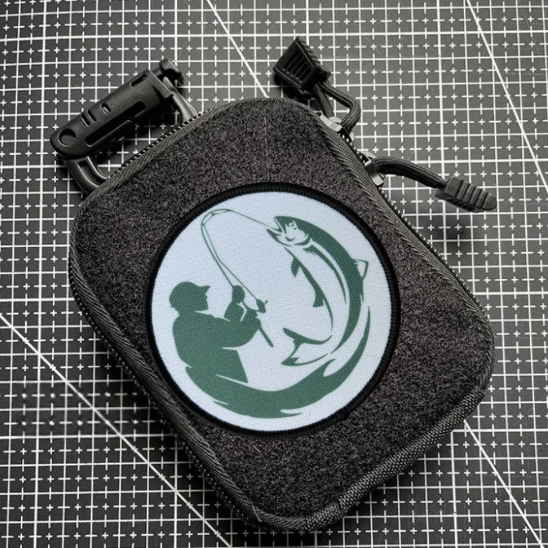 Parche de señal de pesca, insignia de moral táctica, estampado militar, gancho y bucle, mochila, ropa, accesorios decorativos, pegatina, brazalete - imagen 3