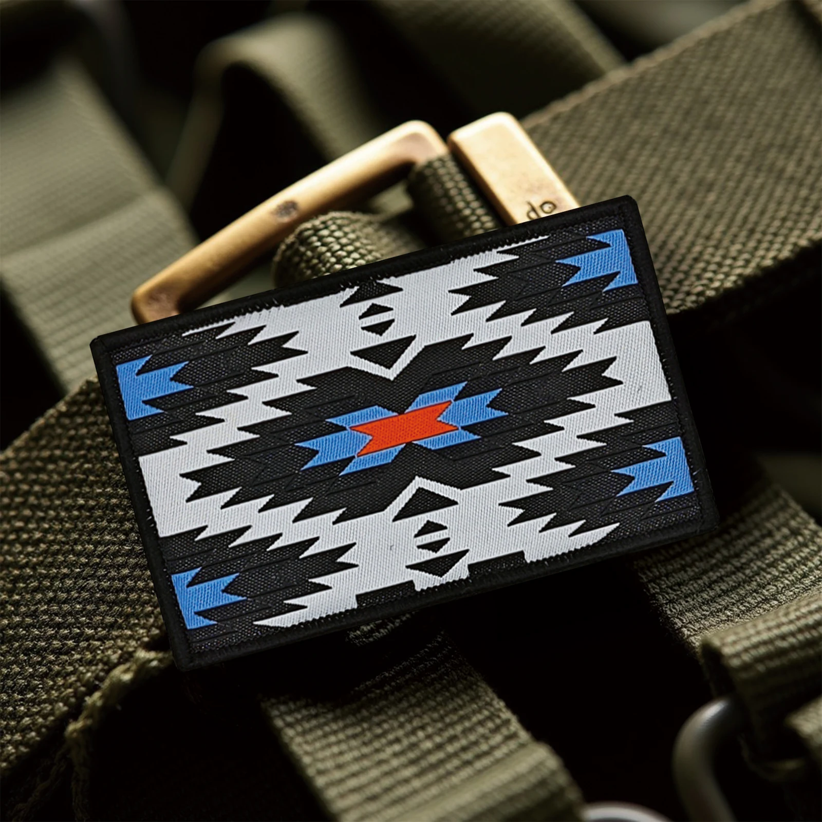 Parche de Velcros con patrón geométrico Tribal azteca, insignia bordada con cierre de gancho y bucle para mochila táctica Molle, chaqueta y gorras - imagen 4