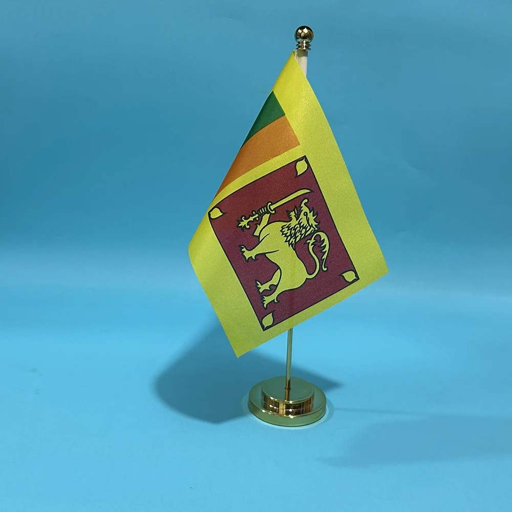 BANDERA DE SKY, bandera de escritorio de oficina, bandera de Sri Lanka, 14x21cm, adornos de escritorio de poliéster, bandera, banderas nacionales de Sri Lanka para decoración de mesa - imagen 3