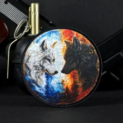 Parche táctico de moral de los lobos gemelos de hielo y fuego, parches militares con gancho, accesorios de aventura, chaleco, mochila, apliques adhesivos