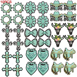 Parches termoadhesivos western turquesa bordados vaquero y calavera