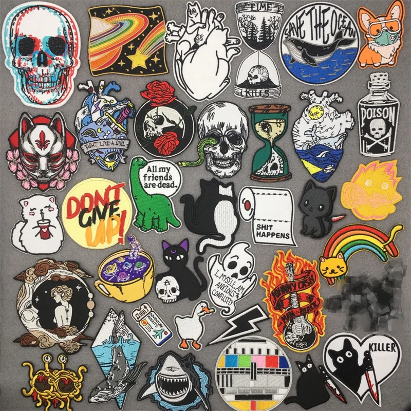 Parches bordados divertidos para ropa, pegatinas de dibujos animados para chaqueta, transferencia de hierro para ropa, parches de ropa de Anime - imagen 2