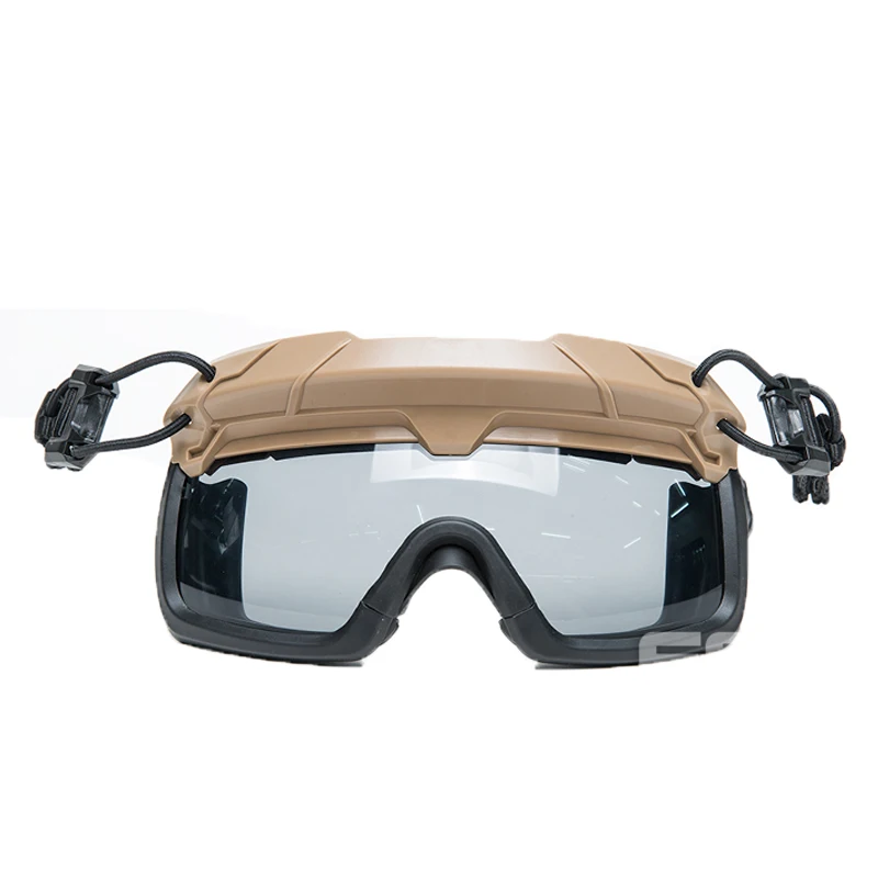 Gafas de seguridad tácticas Airsoft para casco, gafas protectoras de riel guía, antiniebla, antipolvo, lente de 3MM de espesor, juego de disparos CS - imagen 2