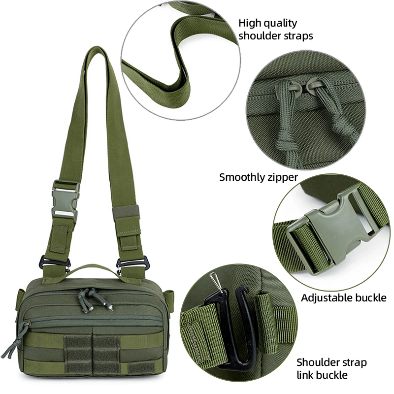 Riñonera táctica para acampar al aire libre para hombre, Molle con gancho y bucle, para senderismo, escalada, caza, bolso cruzado, bolsas de entrenamiento deportivo de viaje - imagen 4