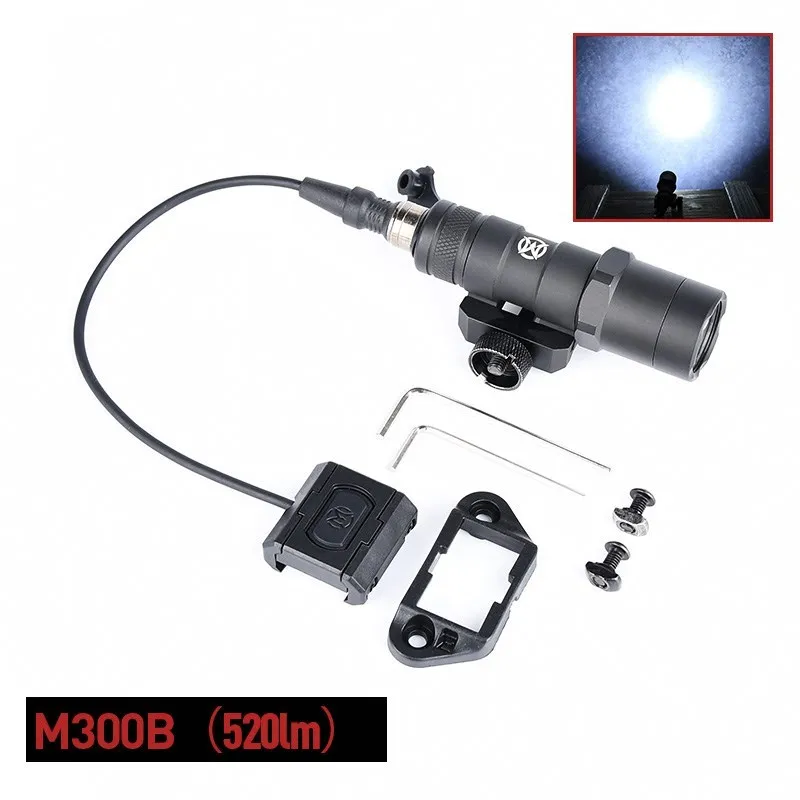 WADSN-linterna táctica M300B M300Mini para caza, lámpara de iluminación LED de 520 lúmenes, botón de pistola de aire de función única, interruptor de presión - imagen 4