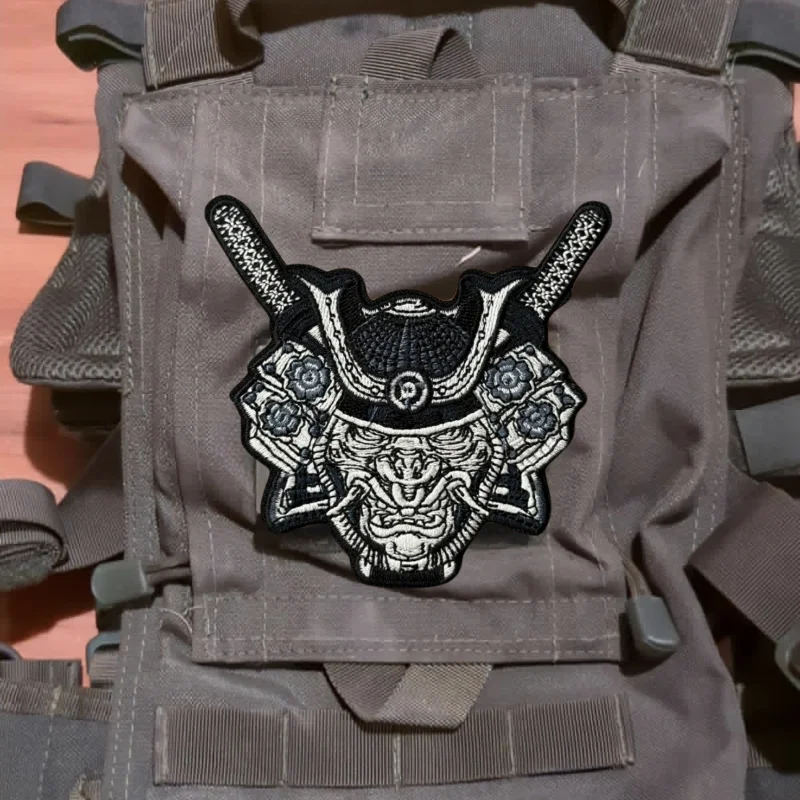 Parche bordado de esqueleto de guerrero, chaleco táctico, insignia de moral con gancho y bucle, pegatinas decorativas para mochila, parches para brazalete para ropa