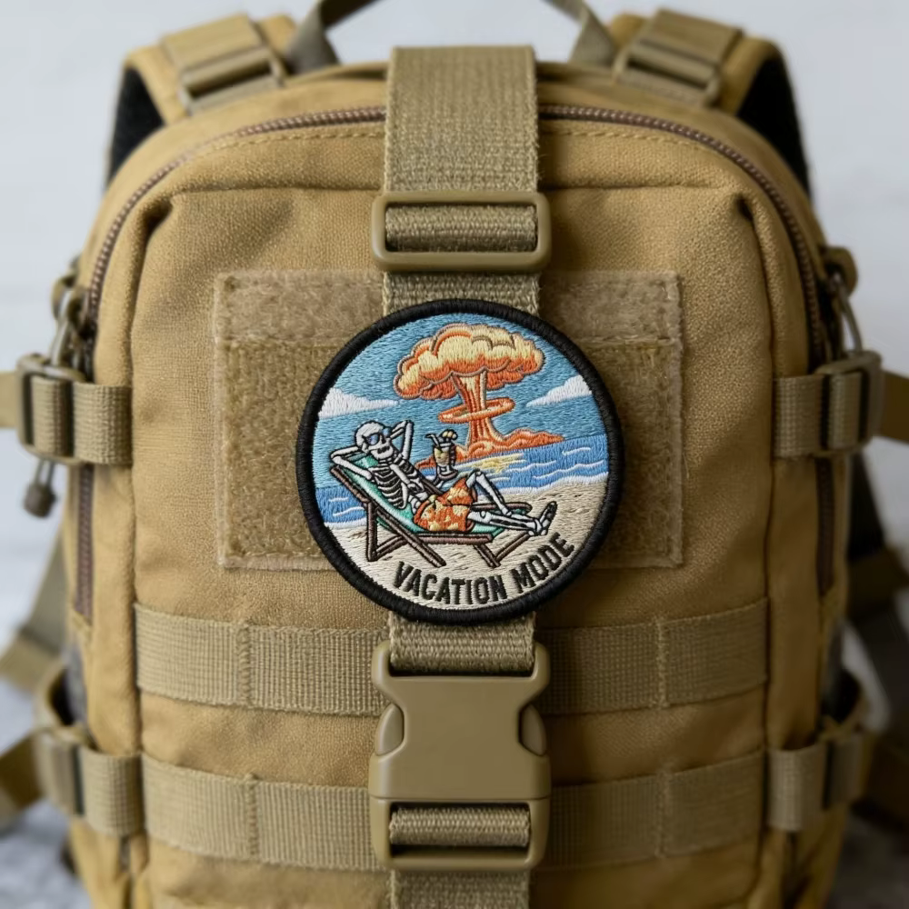 Parche táctico bordado esqueleto de playa modo vacaciones para mochila - imagen 5