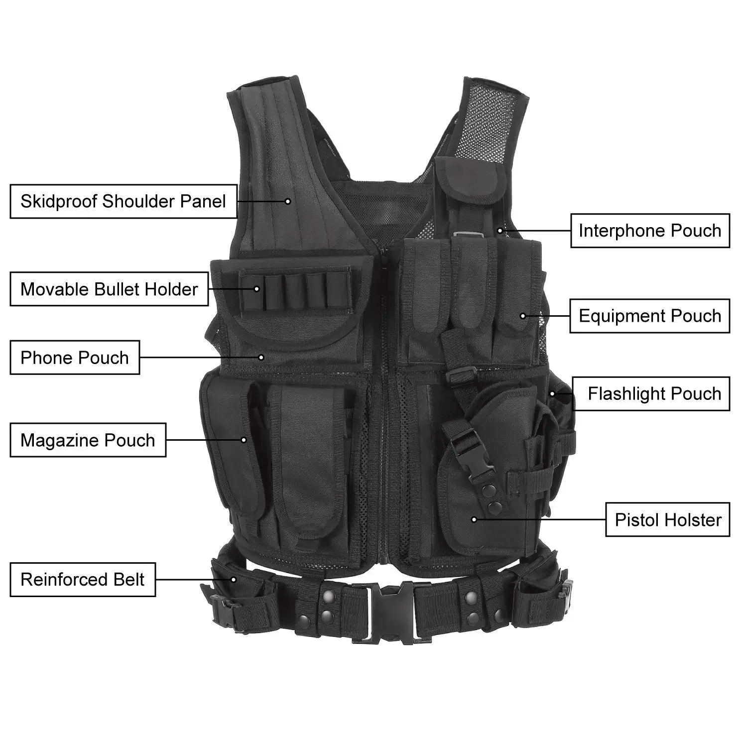 Chaleco táctico Molle ajustable, chalecos de armadura corporal de combate de seguridad, caza de seguridad, ejército, juego CS al aire libre, chaqueta de entrenamiento Airsoft