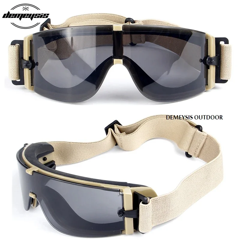 Gafas tácticas con 3 lentes, protector ocular para exteriores, para juego de guerra, Airsoft, tiro, senderismo - imagen 4