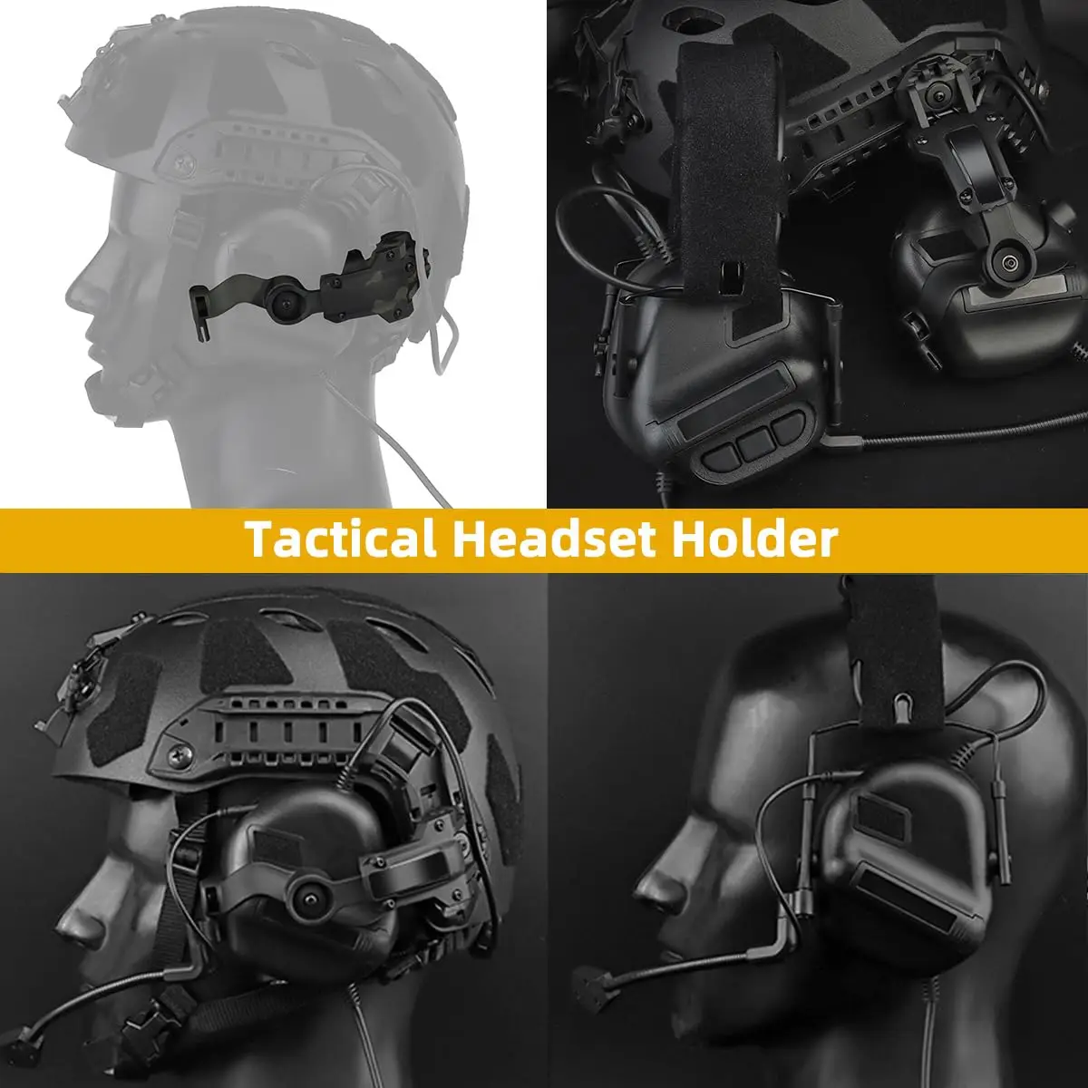 Adaptador de riel de arco para casco táctico para auriculares M31/M32, Kit de soporte para casco de auriculares Airsoft, soporte para auriculares con rotación de caza - imagen 4