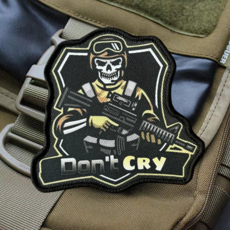 Parche estampado de soldado de calavera, insignia de moral táctica, gancho y bucle, pegatina para mochila militar, apliques de decoración, parches para ropa