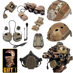 Casco táctico airsoft con protector facial y soporte NVG