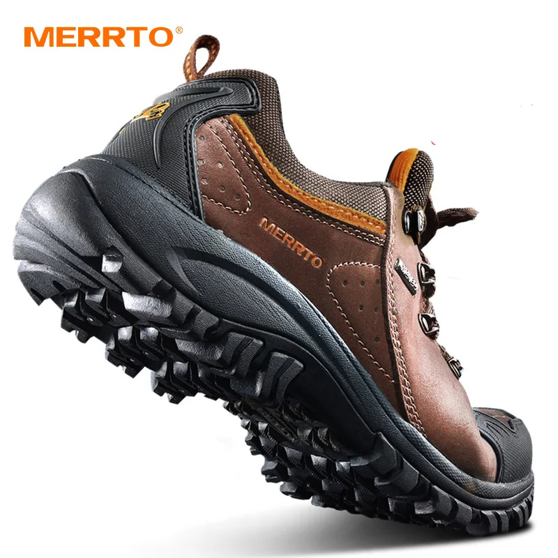 MERRTO-zapatos de senderismo de piel de vaca para hombre y mujer, botas tácticas transpirables para senderismo, caza, turismo, montaña y escalada