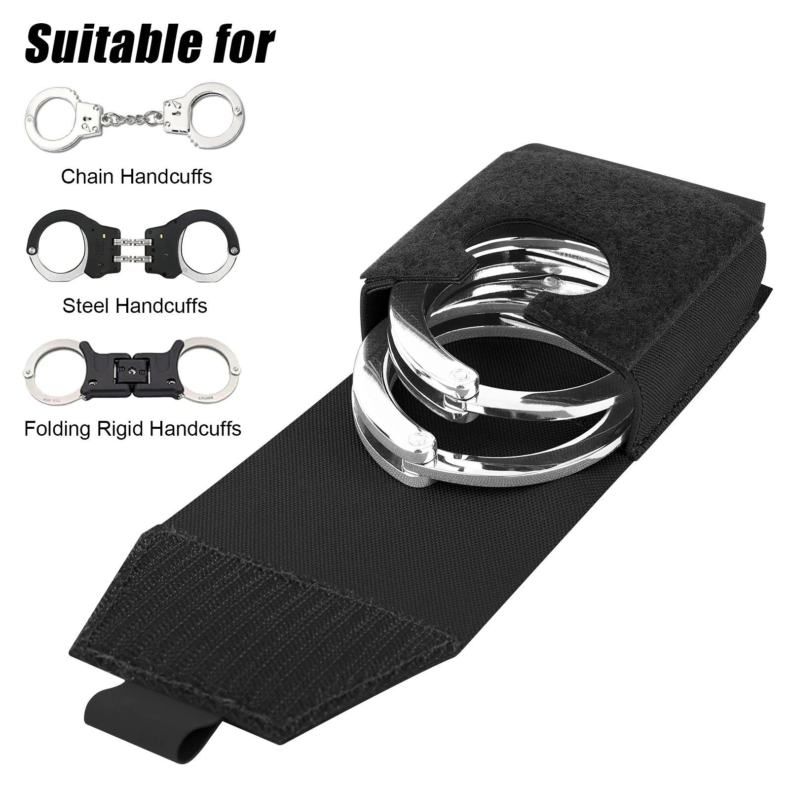 KRYDEX-soporte táctico para esposas, bolsa Molle, funda para esposas de nailon 500D, bolsa para cinturón, accesorios para chaleco de caza al aire libre - imagen 4