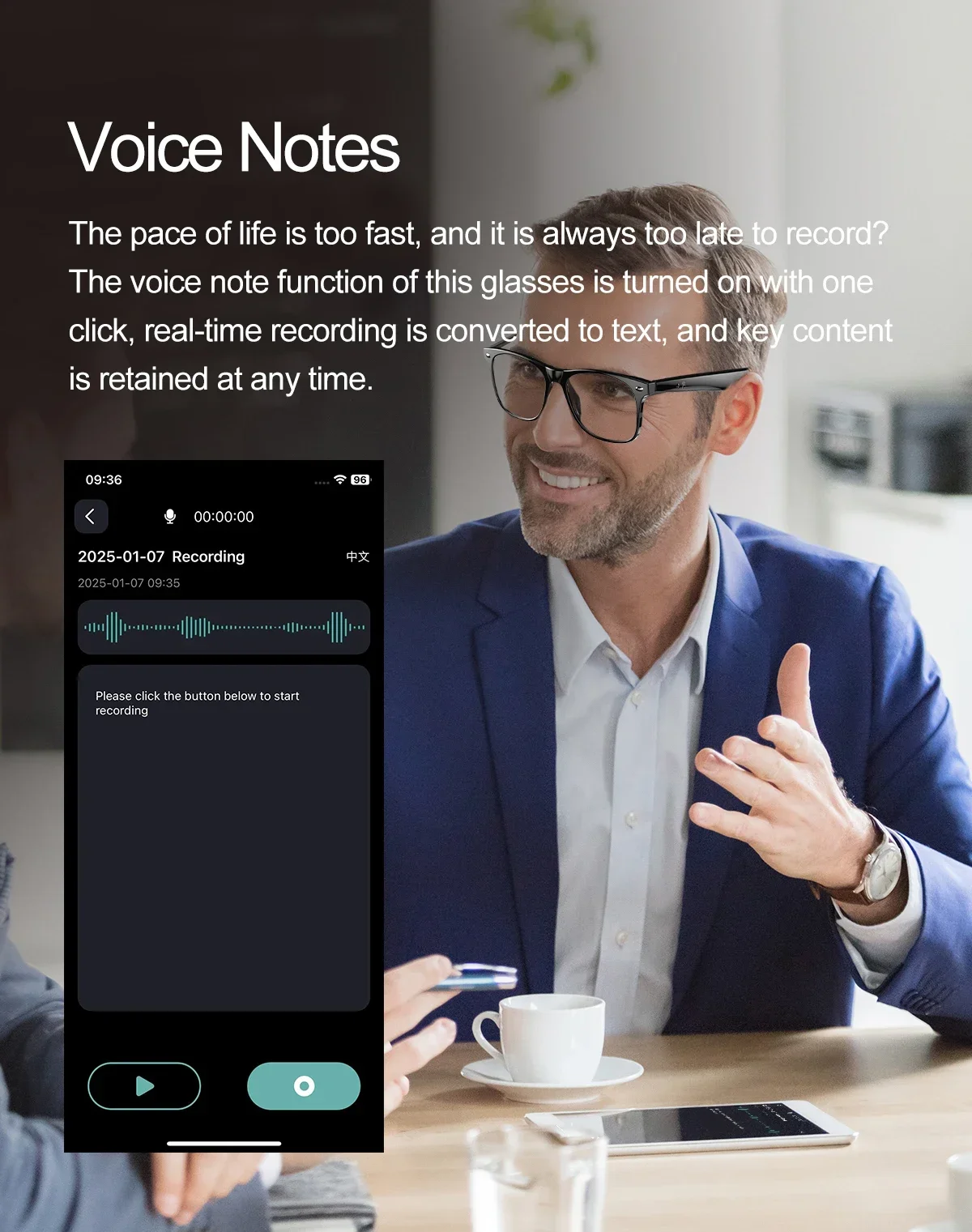 Gafas inteligentes W100 134 idioma en línea AI traducción automática de diálogo gafas Bluetooth con altavoz, protección UV deportiva - imagen 4