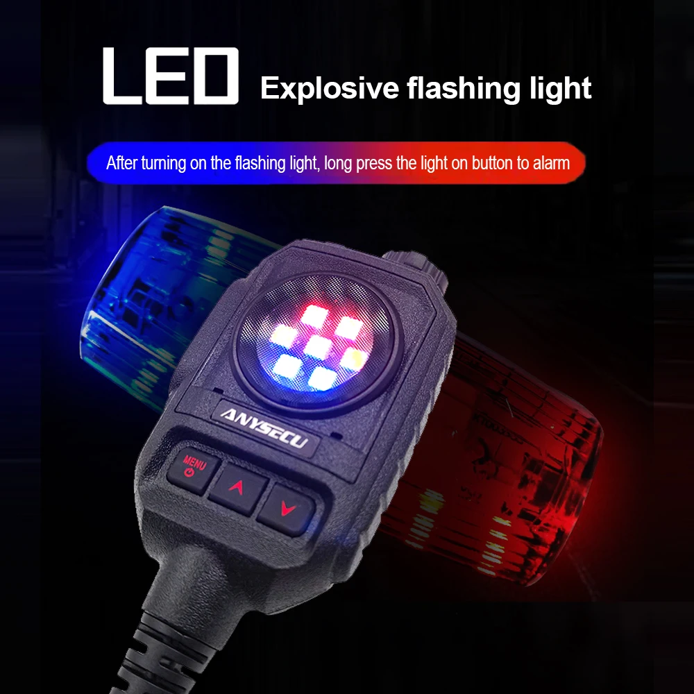 ANYSECU SenHaix micrófono de hombro tipo C o conector de cabeza K con luz estroboscópica para Radio bidireccional TYT Anysecu Baofeng GT-12 W8 - imagen 5