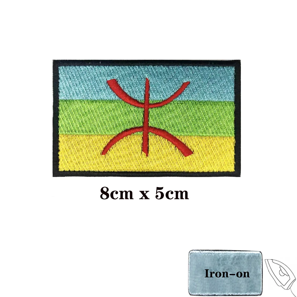 Parches de bandera del norte de África bereber, brazalete, parche bordado, gancho y bucle, insignia bordada con hierro, raya militar - imagen 2