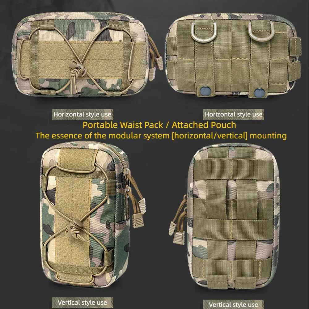 Riñonera táctica MOLLE 1000D, bolsa EDC militar, cinturón multifuncional para exteriores, para caza, senderismo y uso diario - imagen 4