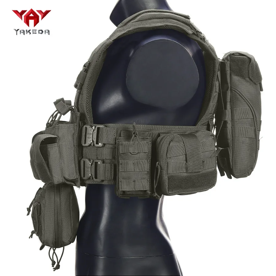 Hebilla metálica multifuncional YAKEDA con chaleco de desmontaje rápido. La primera fila está equipada con una gran bolsa triple para equipamiento. - imagen 3
