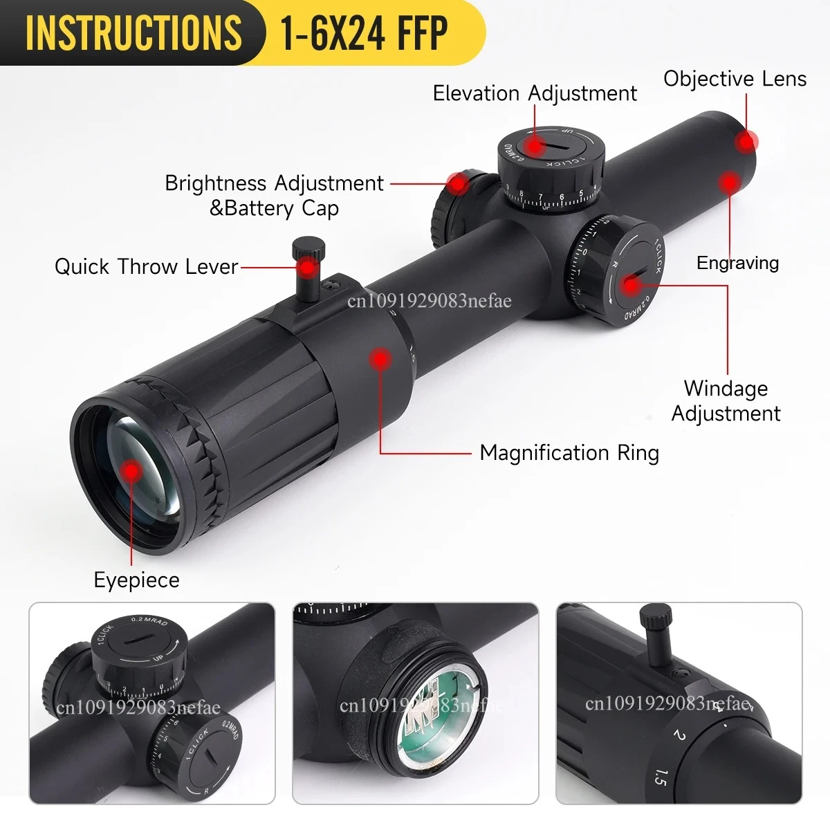 E * T * CH VDU Original 1-6x24/1-10x24 Primer plano Focal alcance de Rifle de precisión SR1 retícula iluminada tubo de 30mm rango corto y medio - imagen 2